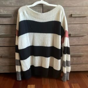 All Saints Suwa Jumper Sweater Mohair Blend Black White Stripe Relaxed Fit
